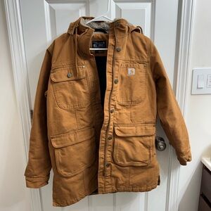 Carhartt Loose-fit Weathered Washed Duck Coat for Ladies - Carhartt Brown - M